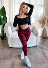 Crossover Marble Lifting Leggings (Ruby Red)