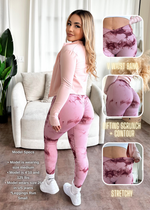 Crossover Marble Lifting Leggings (Rosy Pink)