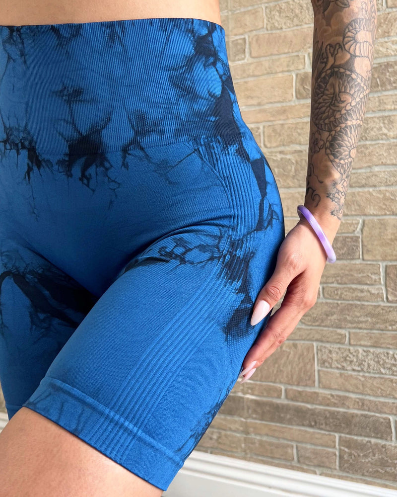 Soft Tie Dye Active Shorts (Blue)