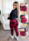 Crossover Marble Lifting Leggings (Ruby Red)